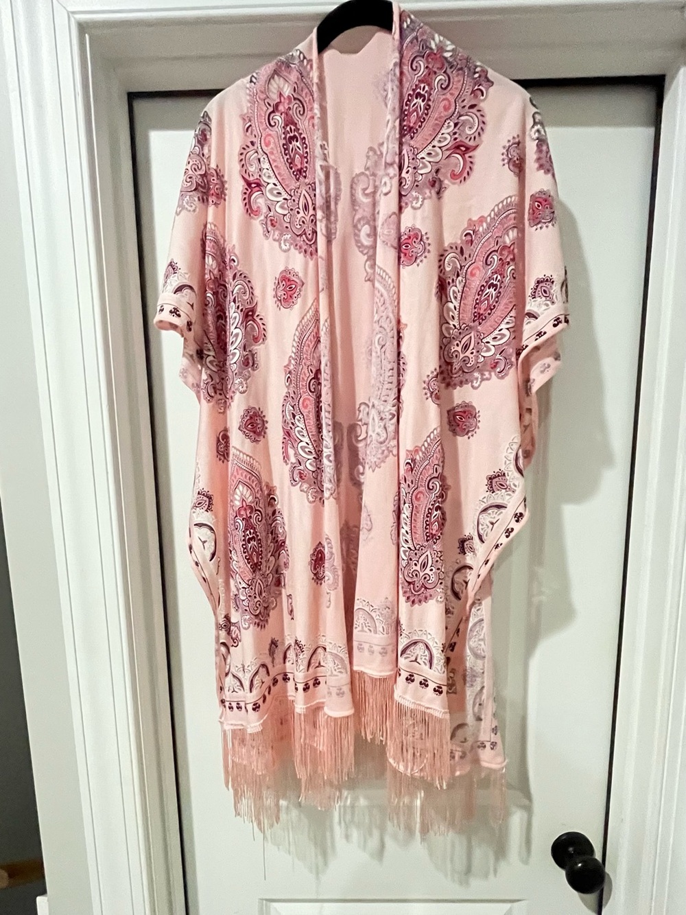 Pink Paisley Fringe Kimono